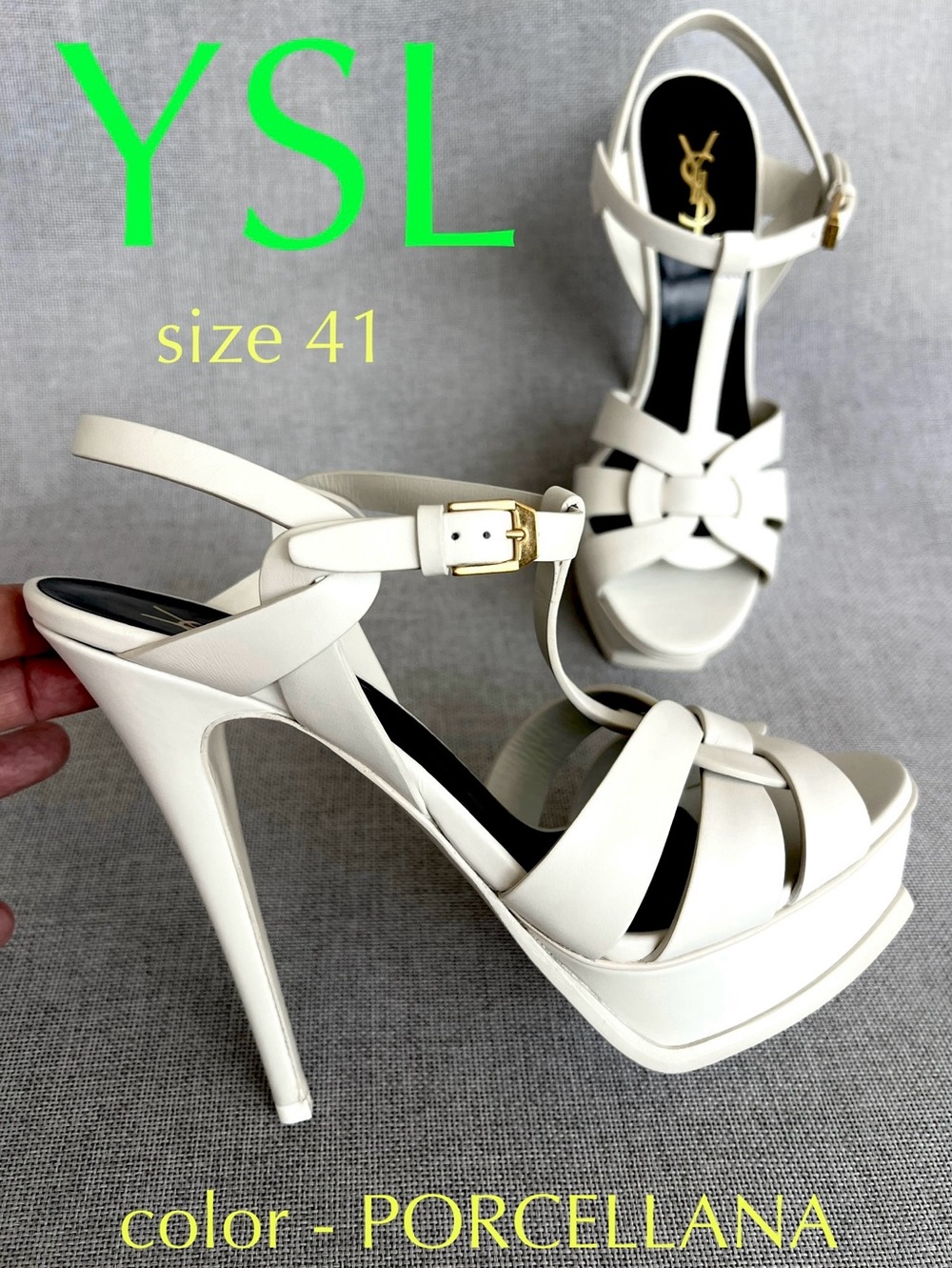 YSL SAINT LAURENT White Tribute Platform Sandals size 41 ( fits 10- 10,5)